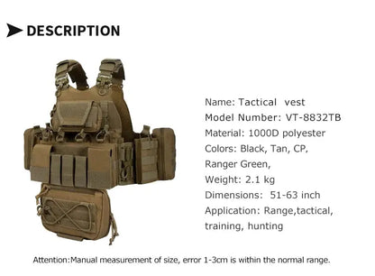 YAKEDA Porte-Plaque VT-8832 - dégagement rapide avec système MOLLE et pochettes utilitaires Ma boutique