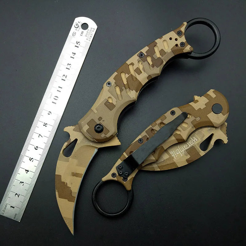 Karambits Tactical Knife OEM EDC Claw Corrosion Pattern 440C Blade Desert Handle Pocket Knifes Survival Tool Outdoor Gift BLACKBEARD OUTDOOR INDUSTRIES