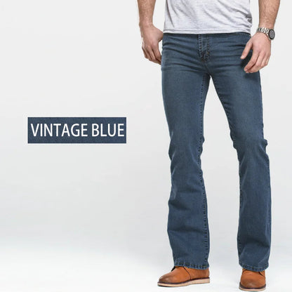 Jean Homme Bootcut Légèrement Évasé Slim Fit – Pantalon en Denim Stretch Classique, Bleu ou Noir, Tendance Designer BLACKBEARD OUTDOOR INDUSTRIES
