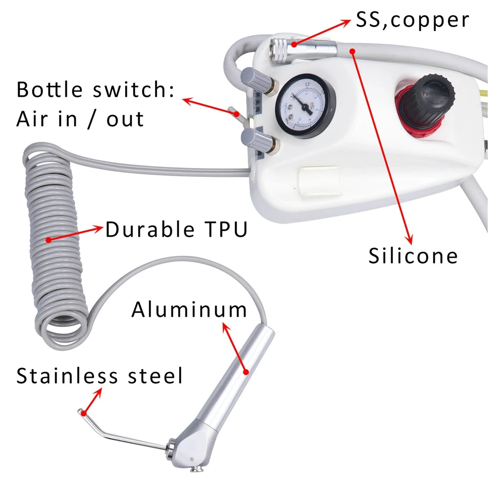 Unité Portable de Turbine Dentaire – Compatible Compresseur d’Air | 3 Voies | 2/4 Trous | Blanchiment des Dents & Soins Dentaires Ma boutique