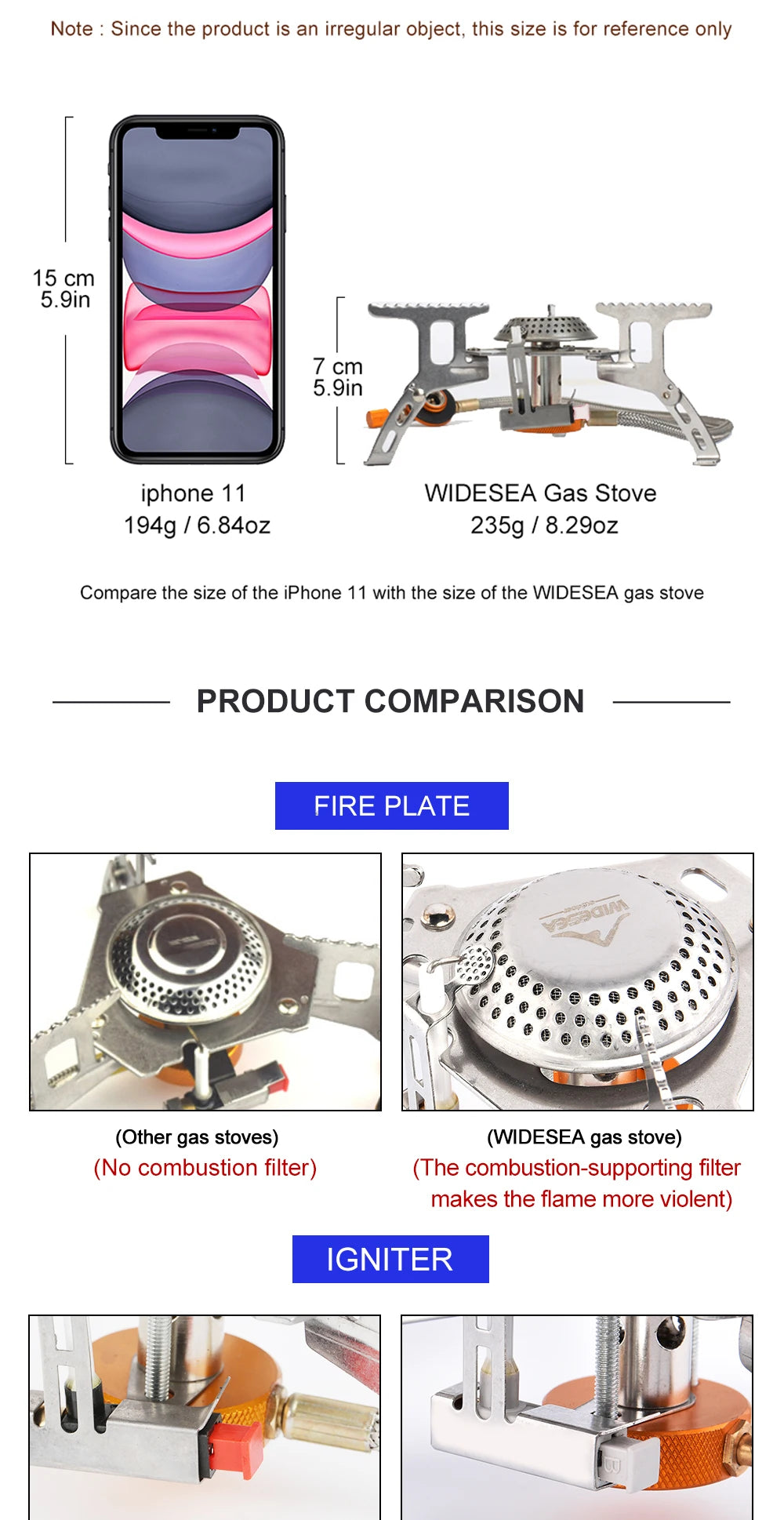 Widesea Réchaud à Gaz Portable pour Camping et Randonnée - BLACKBEARD OUTDOOR INDUSTRIES