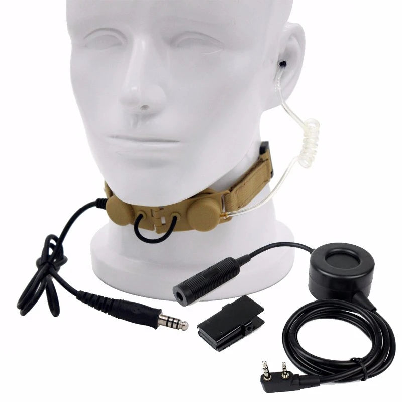 Microphone à Vibration Z Tactical Z003 + PTT Étanche pour BaoFeng UV-5R, TYT TH-UV8000D et Autres Radios - Noir - BLACKBEARD OUTDOOR INDUSTRIES