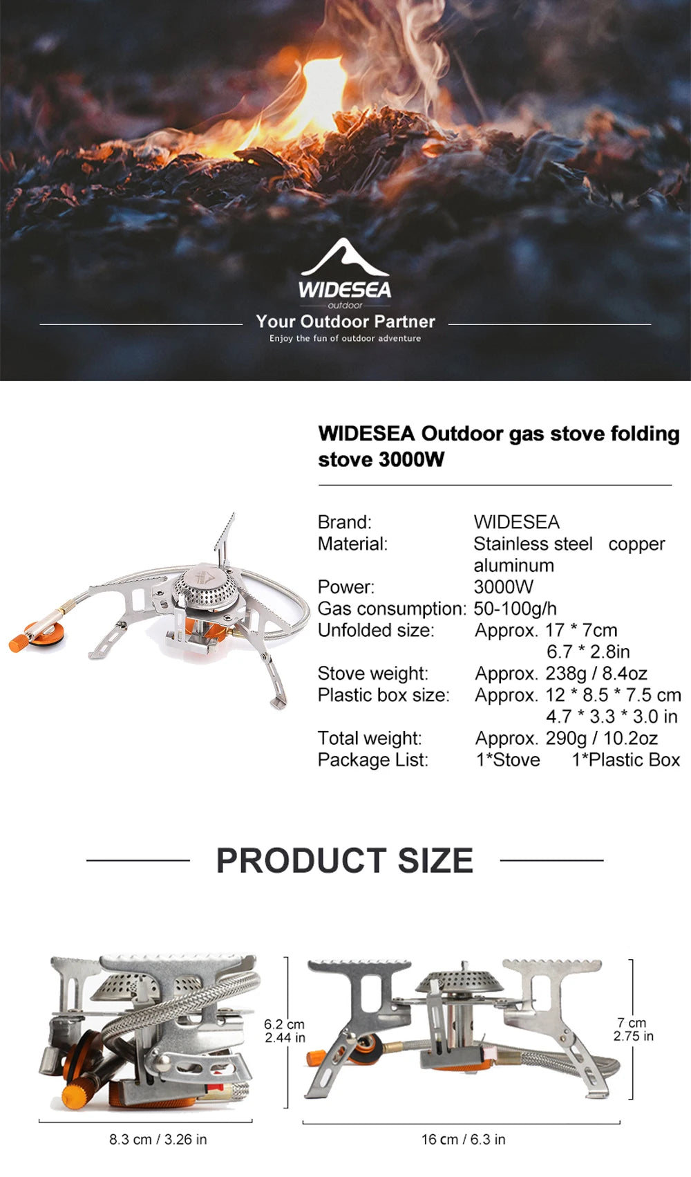 Widesea Réchaud à Gaz Portable pour Camping et Randonnée - BLACKBEARD OUTDOOR INDUSTRIES