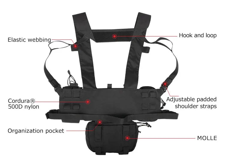 YAKEDA – Chest Rig Tactique Modulaire | Gilet Mini-Rig Léger avec Système de Dégagement Rapide Ma boutique