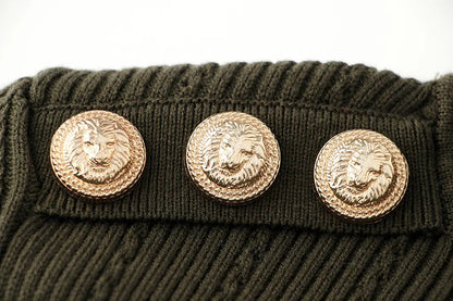 Pull en Laine Mélangée à Col Roulé Femme - Vert Armée, Épaules Padding, Casual, Tricoté pour l'Hiver BLACKBEARD OUTDOOR INDUSTRIES