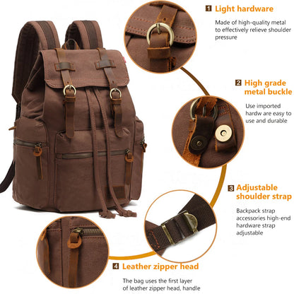 MARKROYAL Sac à Dos Vintage en Toile – Grand Format 36–55L | Compatible PC 14’’ | Unisexe - BLACKBEARD OUTDOOR INDUSTRIES