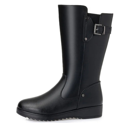 Bottes Femme DRKANOL en Cuir Véritable – Doublure Laine Naturelle – Bottes Chaudes d’Hiver | Tailles 34 à 45 - BLACKBEARD OUTDOOR INDUSTRIES