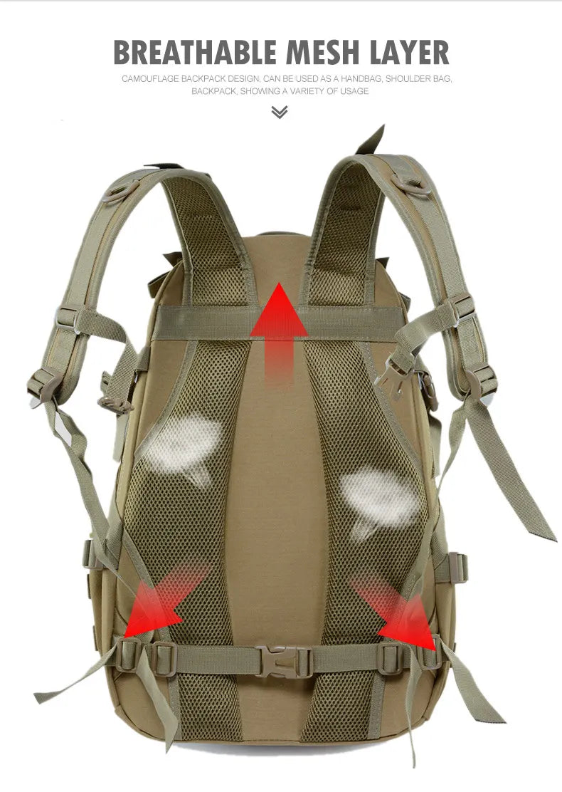 Sac à Dos de Camping 40L – Sac de Voyage Tactique Molle pour Homme, Rucksack de Randonnée et Escalade, Sac à Épaule Réfléchissant Outdoor - BLACKBEARD OUTDOOR INDUSTRIES
