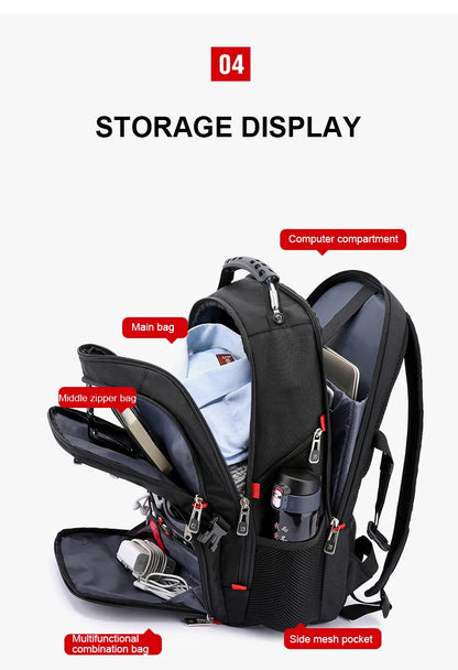 Sac à Dos Imperméable 20 pouces avec Port USB – Sac École et Voyage Antivol Unisexe à Haute Capacité - BLACKBEARD OUTDOOR INDUSTRIES