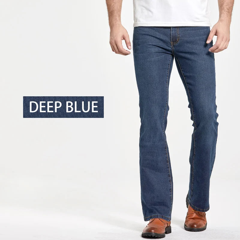 Jean Homme Bootcut Légèrement Évasé Slim Fit – Pantalon en Denim Stretch Classique, Bleu ou Noir, Tendance Designer BLACKBEARD OUTDOOR INDUSTRIES