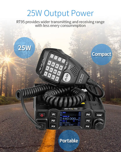 Retevis RT95 – Radio Mobile Bi-Bande VHF/UHF 25W | Transceiver Voiture, Camping, Base Station - BLACKBEARD OUTDOOR INDUSTRIES
