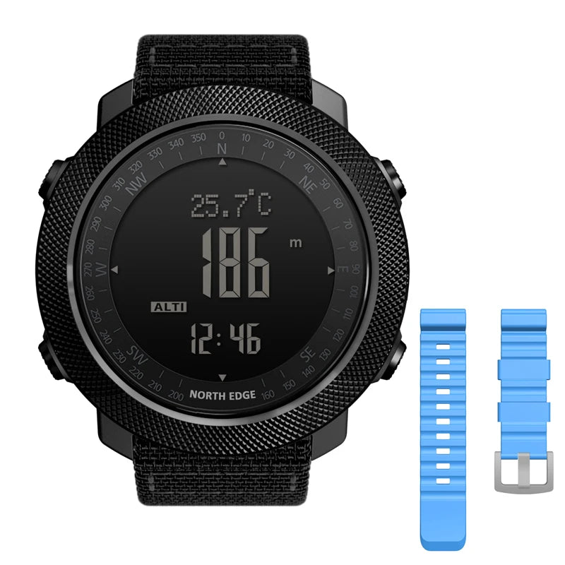 NORTH EDGE APACHE 3 Montre Digitale Sportive pour Homme - Altimètre, Baromètre, Boussole, Thermomètre, Résistante à l'Eau 50m BLACKBEARD OUTDOOR INDUSTRIES