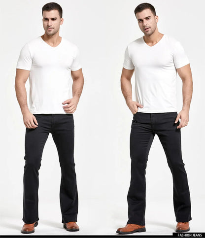 Jean Homme Bootcut Légèrement Évasé Slim Fit – Pantalon en Denim Stretch Classique, Bleu ou Noir, Tendance Designer BLACKBEARD OUTDOOR INDUSTRIES
