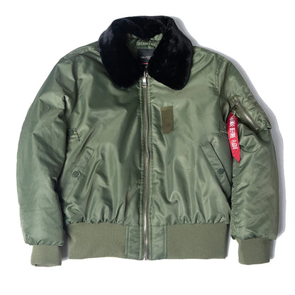 Veste Bombardier Homme B-15 – Col Fourrure Hiver Style Militaire • Épaissie • Nylon Déperlant • Inspirée WW2 - BLACKBEARD OUTDOOR INDUSTRIES
