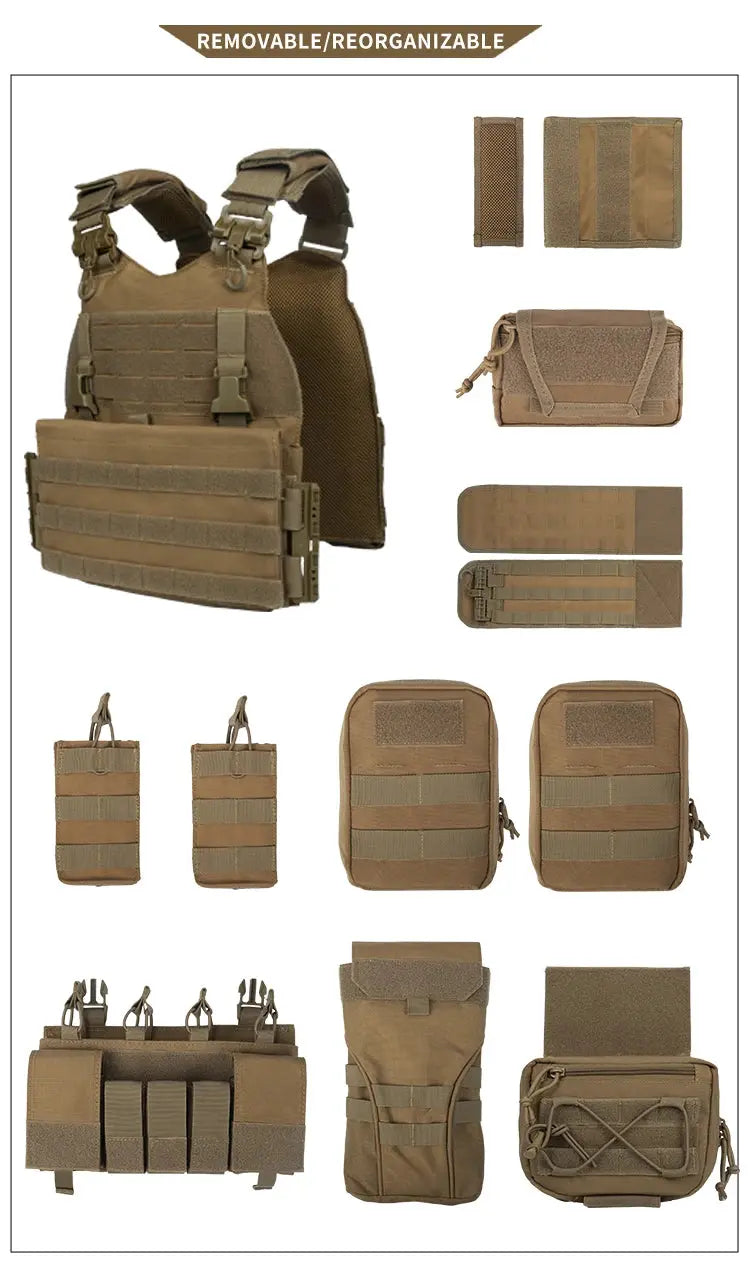 YAKEDA Porte-Plaque VT-8832 - dégagement rapide avec système MOLLE et pochettes utilitaires Ma boutique