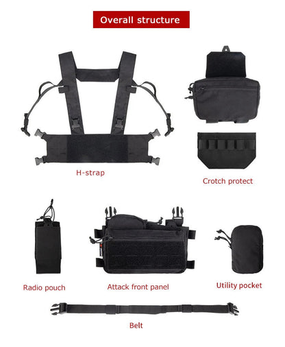YAKEDA – Chest Rig Tactique Modulaire | Gilet Mini-Rig Léger avec Système de Dégagement Rapide Ma boutique