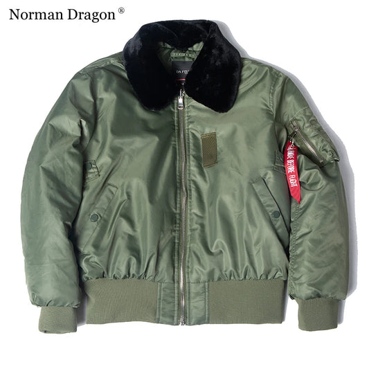 Veste Bombardier Homme B-15 – Col Fourrure Hiver Style Militaire • Épaissie • Nylon Déperlant • Inspirée WW2 - BLACKBEARD OUTDOOR INDUSTRIES