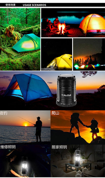 Lampe de Camping LED Portable – Mini Lanterne Télescopique 3 COB – Étanche – Fonctionne avec 3 Piles AAA – Idéale pour Tente, Randonnée et Urgences - BLACKBEARD OUTDOOR INDUSTRIES