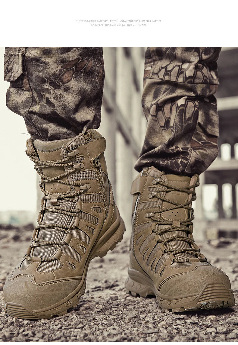 Bottes Tactiques pour Homme – Hautes, Lacées, Militaires, de Randonnée, en Cuir PU, Imperméables, Taille Plus, Unisexes, pour Escalade et Travail - BLACKBEARD OUTDOOR INDUSTRIES