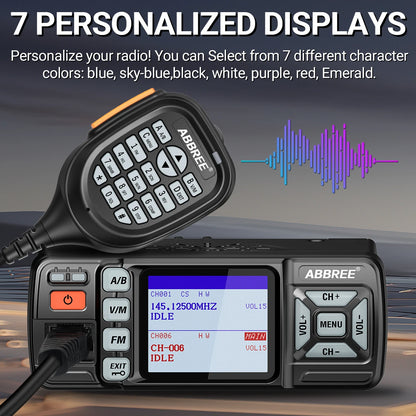 ABBREE AR-318 / AR-218 – Radio Mobile Portable VHF/UHF Double Bande 25W 128 Canaux - BLACKBEARD OUTDOOR INDUSTRIES