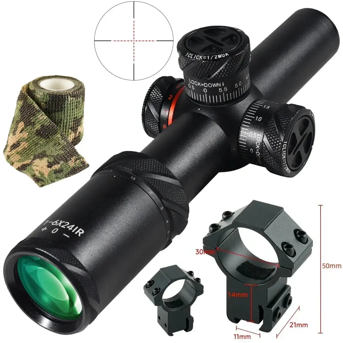 Viseur Tactique 1-6x24 IR pour Arbalète et Airsoft – Scope Compact SFP pour Fusil de Chasse et Tir de Précision, Rail 11/20 mm pour AR15 .223 Ma boutique