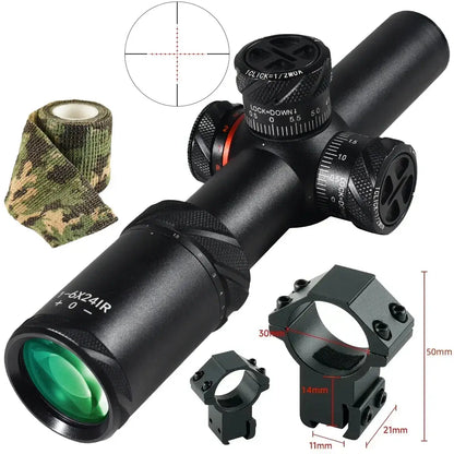 Viseur Tactique 1-6x24 IR pour Arbalète et Airsoft – Scope Compact SFP pour Fusil de Chasse et Tir de Précision, Rail 11/20 mm pour AR15 .223 Ma boutique