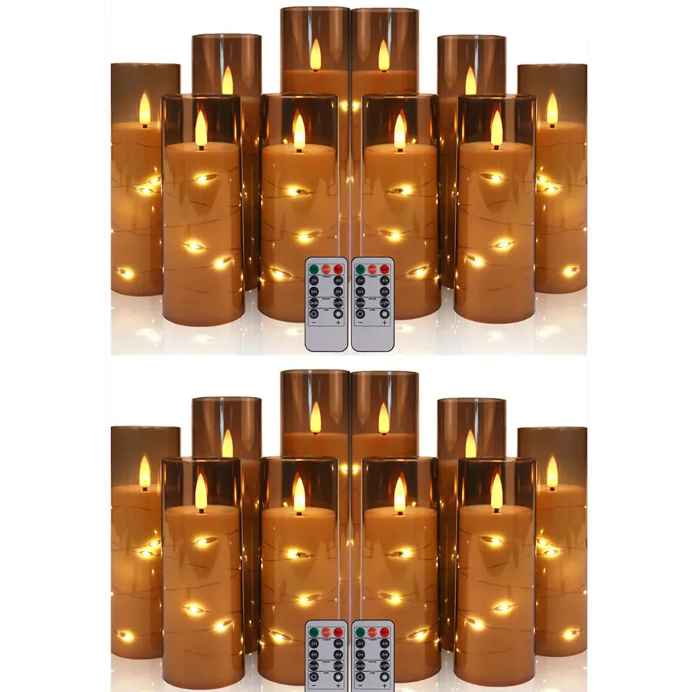 Set de 10/20 Bougies Sans Flamme avec Lumières LED en Fil de Câble et Télécommande - Bougies Pilier à Minuterie pour Décoration Intérieure - BLACKBEARD OUTDOOR INDUSTRIES