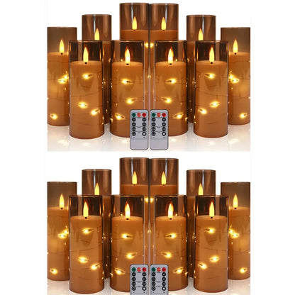 Set de 10/20 Bougies Sans Flamme avec Lumières LED en Fil de Câble et Télécommande - Bougies Pilier à Minuterie pour Décoration Intérieure - BLACKBEARD OUTDOOR INDUSTRIES