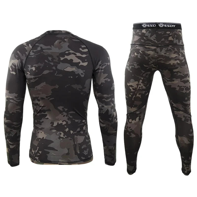 Ensemble Thermique Homme Camouflage – Sous-vêtements Chauds à Compression avec Polaire Intérieure - BLACKBEARD OUTDOOR INDUSTRIES