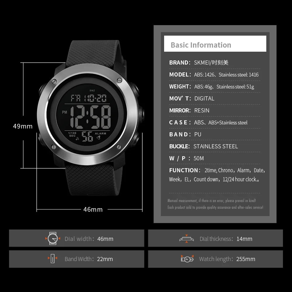 Montre Digitale Homme SKMEI 1426 – Sport, Alarme, Étanche 5Bar - BLACKBEARD OUTDOOR INDUSTRIES