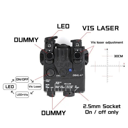 🔦 DBAL-A2 Version Tactique – Laser Rouge, Vert ou Bleu + Support Lampe M300/M600 | Airsoft & Chasse Ma boutique