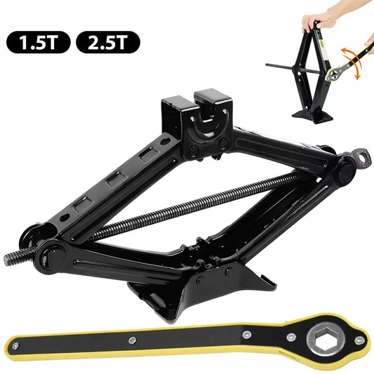 Cric Mécanique 2-en-1 avec Clé à Cliquet – 1.5T / 2.5T | Outil de Levage Pliable pour Voiture - BLACKBEARD OUTDOOR INDUSTRIES