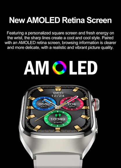 Montre Connectée Homme 2025 – Suivi Santé Avancé ECG+PPG – Surveillance Acide Urique & Lipides – Appels Bluetooth – Écran 2.04” AMOLED – Pour Android & iOS - BLACKBEARD OUTDOOR INDUSTRIES