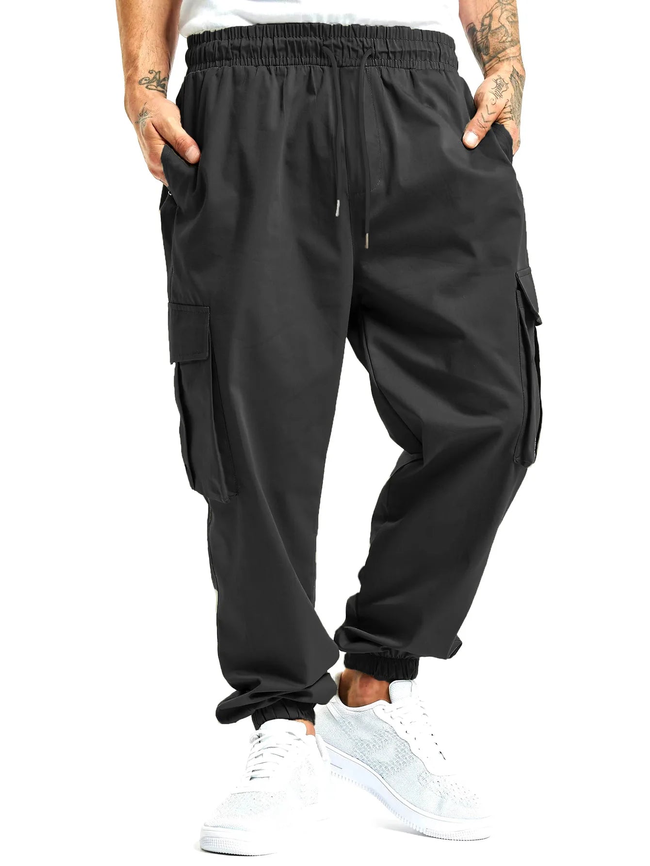 Pantalon Cargo Homme Grande Taille | Style Européen Décontracté | Taille Élastique & Cordon | Multi-poches | Léger & Confortable - BLACKBEARD OUTDOOR INDUSTRIES