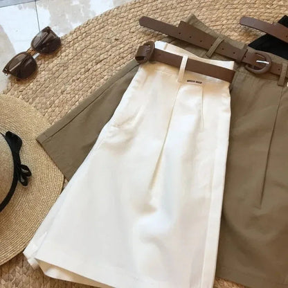 Short Large Femme Été – Style Classique & Décontracté Coupe A-Line, Léger, Coton Mélangé, Taille Mi-haute, Fermeture Zippée Ma boutique