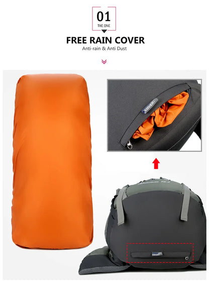 Sac à Dos de Camping 75L - Avec Housse de Pluie - Randonnée, Escalade, Trekking - Unisexe - BLACKBEARD OUTDOOR INDUSTRIES