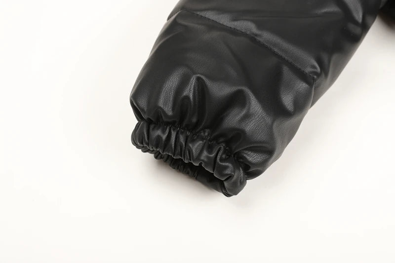 Winter Parka Coat Women's Jacket Thick Warm Women Fashion Black PU Leather Coats Women Elegant Zipper Faux Leather Jackets Tops BLACKBEARD OUTDOOR INDUSTRIES