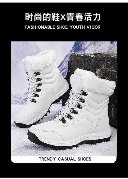 Bottes de Neige Femme Hiver 2024 – Sneakers Chaudes à Fourrure, Semelle Épaisse, Imperméables – Bottines Mi-mollet Outdoor - BLACKBEARD OUTDOOR INDUSTRIES