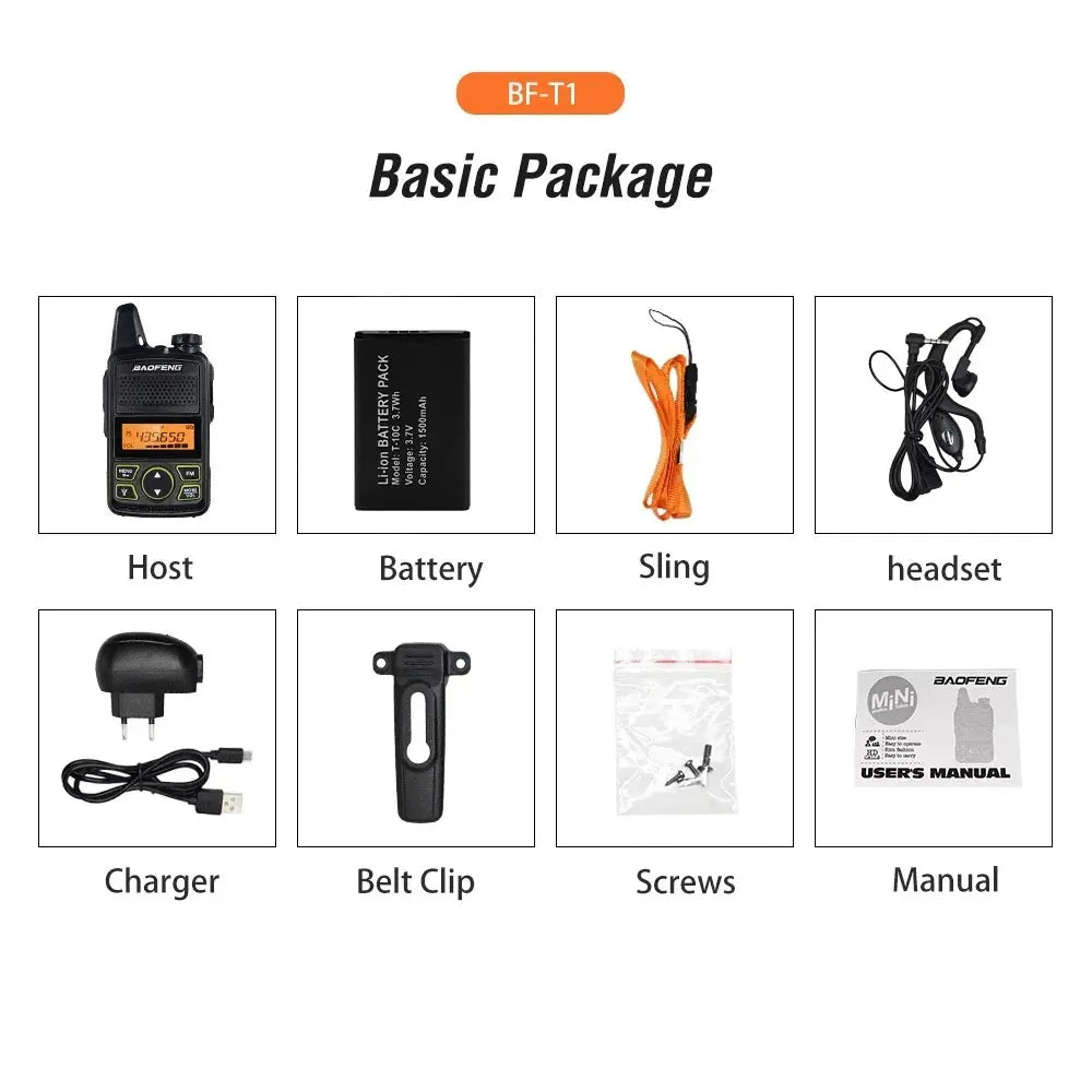 Talkie Walkie Baofeng BF-T1 UHF 20CH - Compact, Puissant et Pratique - BLACKBEARD OUTDOOR INDUSTRIES