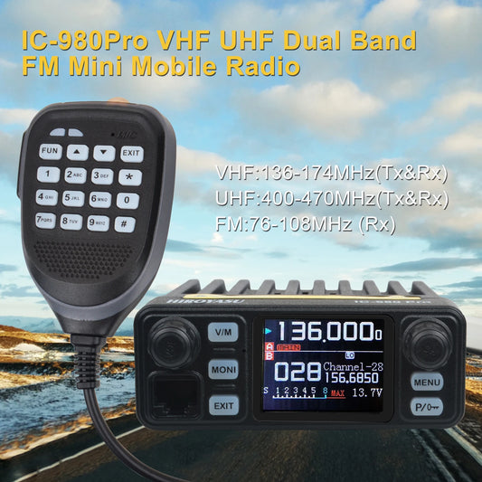 HIROYASU IC-980 Pro – Radio Mobile VHF/UHF Double Bande 25W 200 Canaux - BLACKBEARD OUTDOOR INDUSTRIES