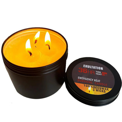 Bougie de Survie 36 Heures avec Couvercle – Écologique, Sans Fumée et Sans Odeur pour Activités Extérieures - BLACKBEARD OUTDOOR INDUSTRIES