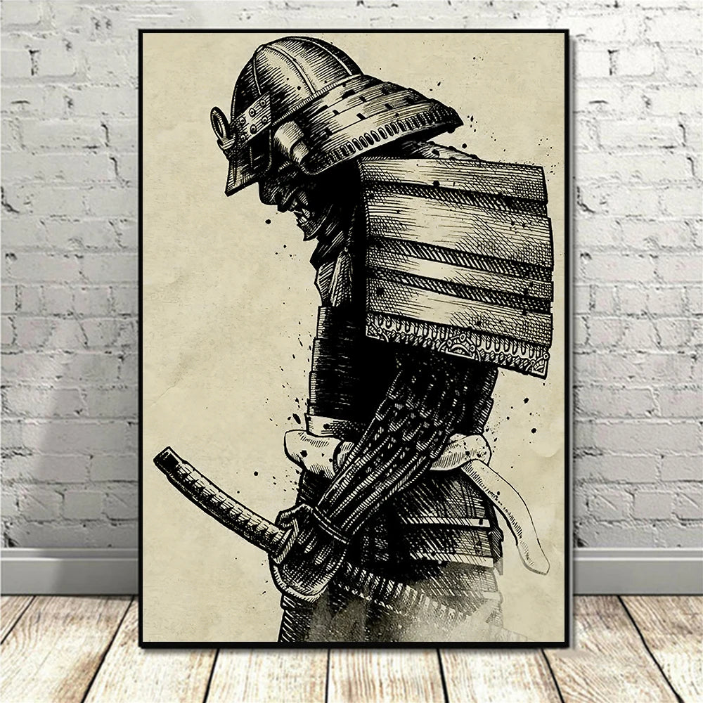Poster Retro Japon Samurai – Impression sur Toile Canvas - BLACKBEARD OUTDOOR INDUSTRIES