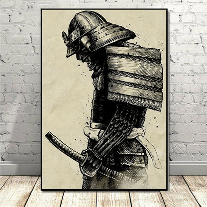 Poster Retro Japon Samurai – Impression sur Toile Canvas - BLACKBEARD OUTDOOR INDUSTRIES