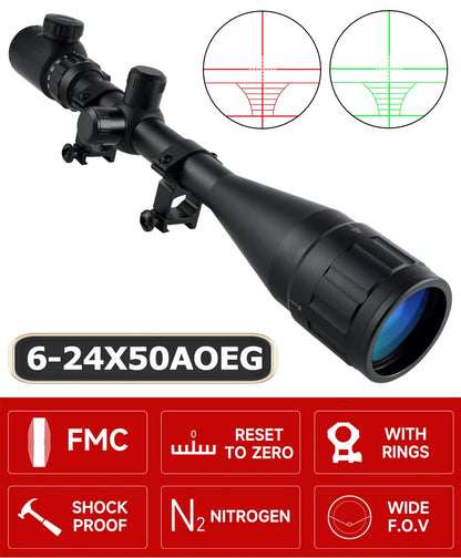 Lunette de Visée Tactique SFP 4-16X44 / 6-24X50 / 10-40X50 avec Réticule Illuminé Rouge & Vert, Réglage Parallaxe - BLACKBEARD OUTDOOR INDUSTRIES