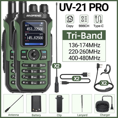 Lot de 2 Talkie-Walkies Baofeng UV-21 Pro V2 – Multi-bande, 999 Canaux, USB-C, Écran Couleur - BLACKBEARD OUTDOOR INDUSTRIES
