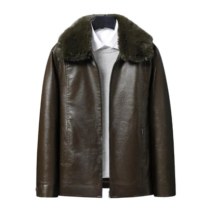 Winter Men Fleece Motor Biker Leather Jacket Man Lapel Thick Outwear Leather Coat Man Vintage Formal Fashion Leather Windbreaker BLACKBEARD OUTDOOR INDUSTRIES