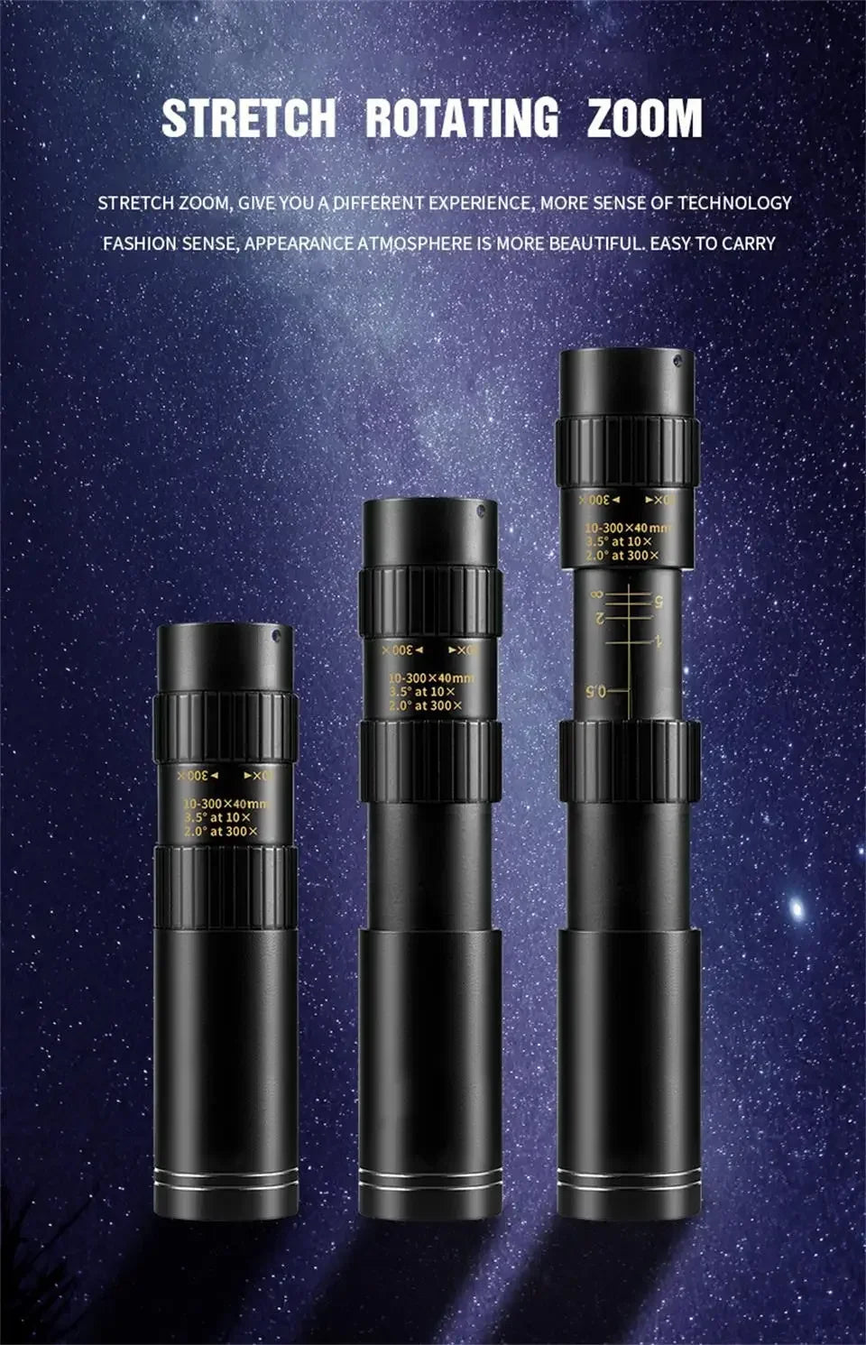 Monoculaire Haute Définition 10-300x40 avec Prismes BAK4 – Télescope Professionnel Portable Zoom Longue Portée 4K pour Camping, Observation et Aventures Extérieures - BLACKBEARD OUTDOOR INDUSTRIES