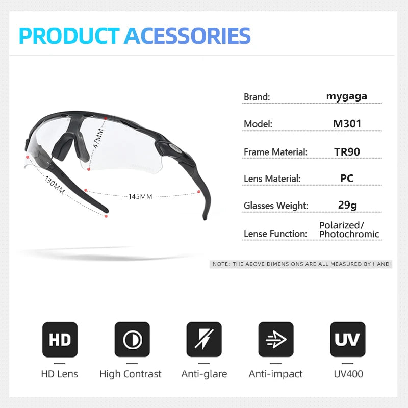MYGAGA Lunettes de Cyclisme Photochromiques Polarisées – Unisexe - BLACKBEARD OUTDOOR INDUSTRIES