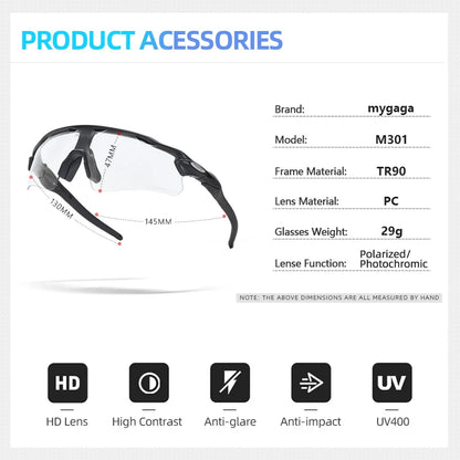 MYGAGA Lunettes de Cyclisme Photochromiques Polarisées – Unisexe - BLACKBEARD OUTDOOR INDUSTRIES