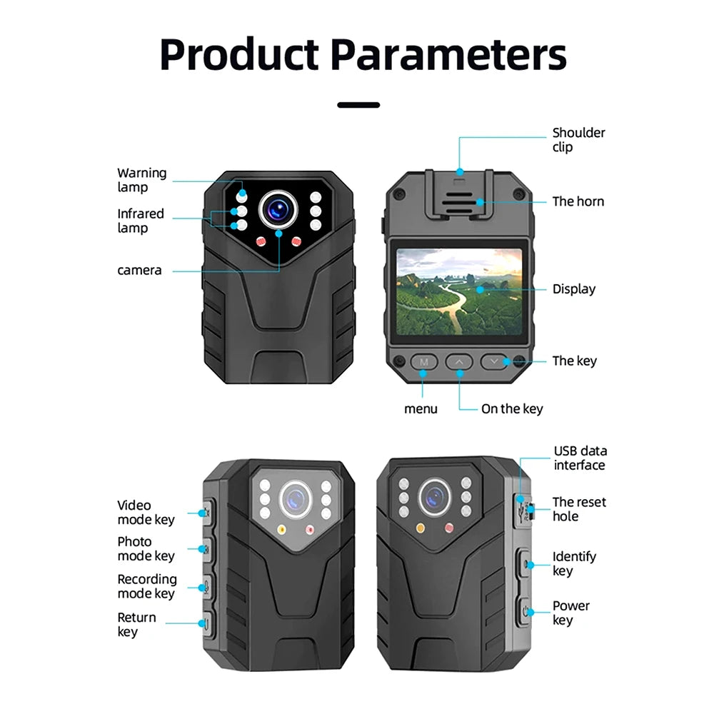 Mini Caméra Corporelle Full HD 1080P avec Vision Nocturne – Enregistreur Vidéo, Caméra de Sécurité pour Garde, Police, et Application Environnementale - BLACKBEARD OUTDOOR INDUSTRIES